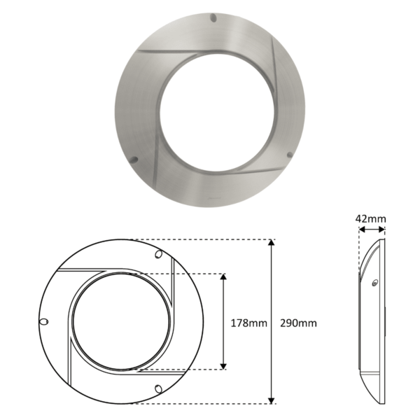 HRS06029 ledinpool Seamaid abs metaal zwembadlamp plat model detailtekening